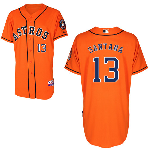 Domingo Santana #13 mlb Jersey-Houston Astros Women's Authentic Alternate Orange Cool Base Baseball Jersey